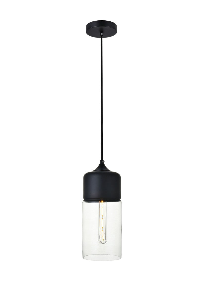 Elegant Lighting - LD2240BK - One Light Pendant - ASHWELL - Black and Clear