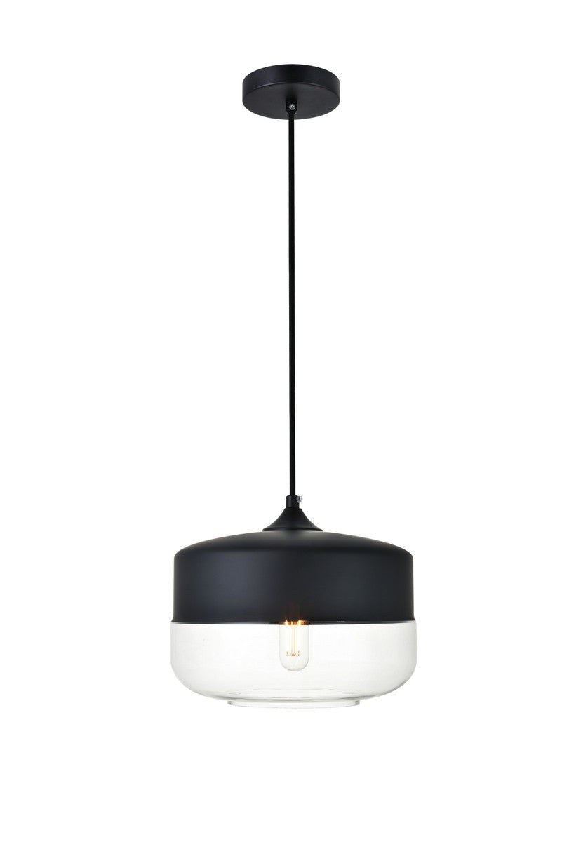 Elegant Lighting - LD2243BK - One Light Pendant - ASHWELL - Black and Clear