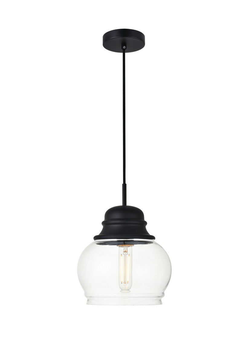 Elegant Lighting - LD2252BK - One Light Pendant - KENNA - Black and Clear