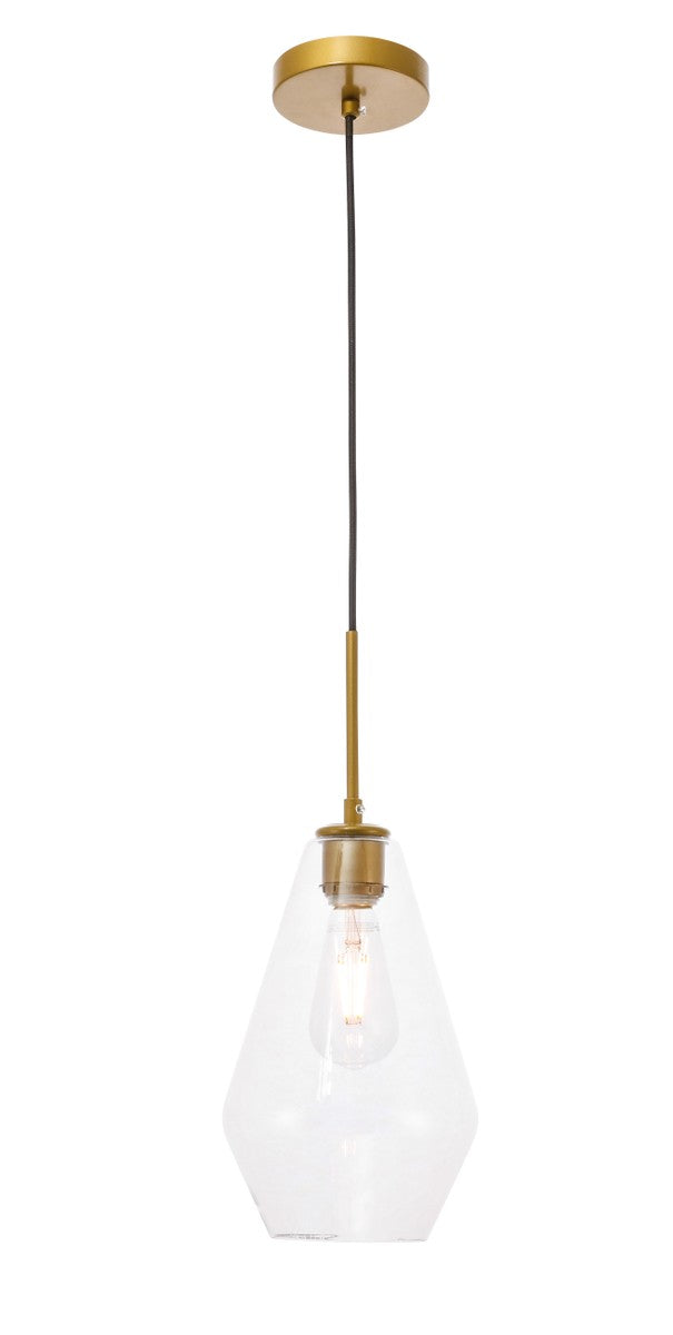 Elegant Lighting - LD2260BR - One Light Pendant - Gene - Brass and Clear glass