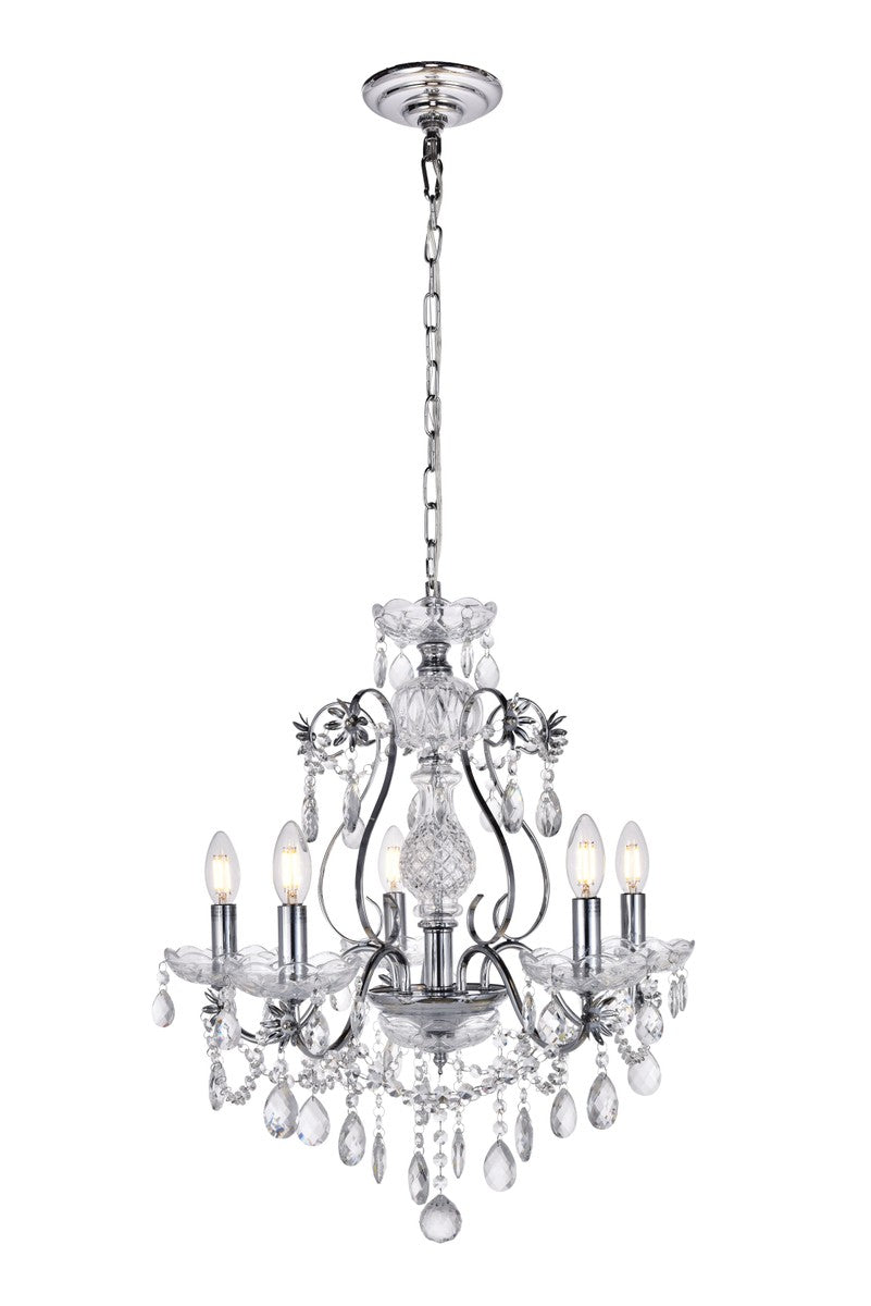 Voltaire Five Light Chandelier in Chrome - available from The Lighting Shoppe, trusted by Canadian homeowners