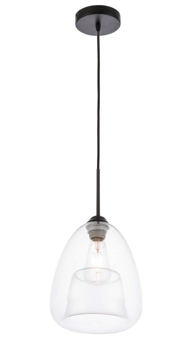 Elegant Lighting - LD5031D8BK - One Light Pendant - Kason - Black and Clear glass