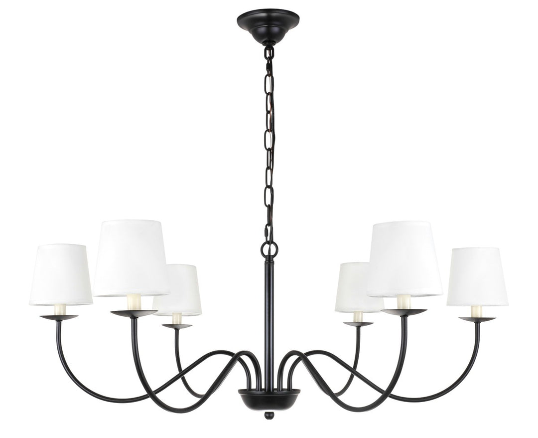 Elegant Lighting - LD6103D37BK - Six Light Chandelier - Eclipse - Black and White shade