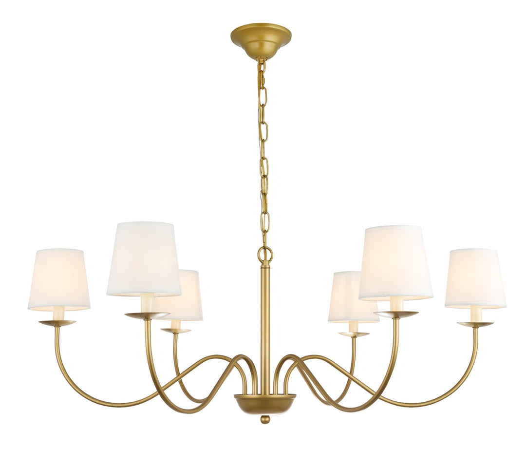 Elegant Lighting - LD6103D37BR - Six Light Chandelier - Eclipse - Brass and White shade