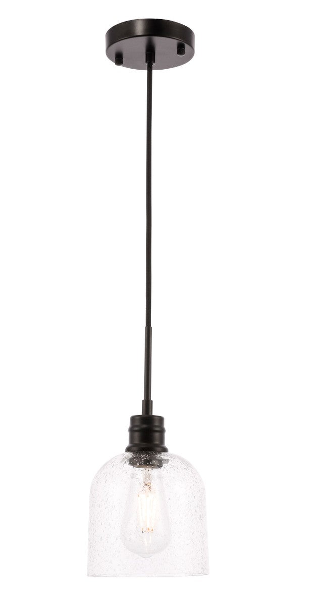 Elegant Lighting - LD6210BK - One Light Pendant - Gabe - Black and Clear seeded glass