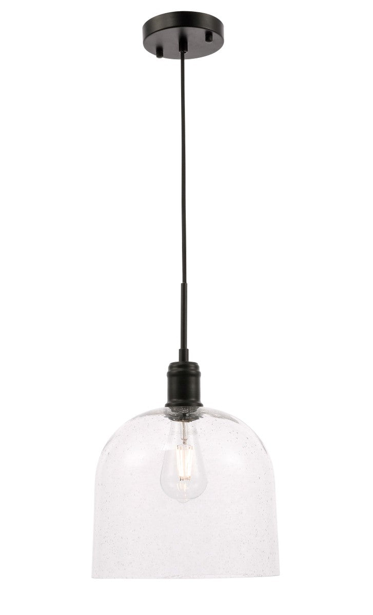 Elegant Lighting - LD6213BK - One Light Pendant - Gabe - Black and Clear seeded glass