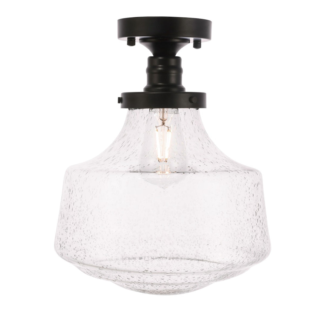 Elegant Lighting - LD6240BK - One Light Flush Mount - Lyle - Black and Clear seeded glass