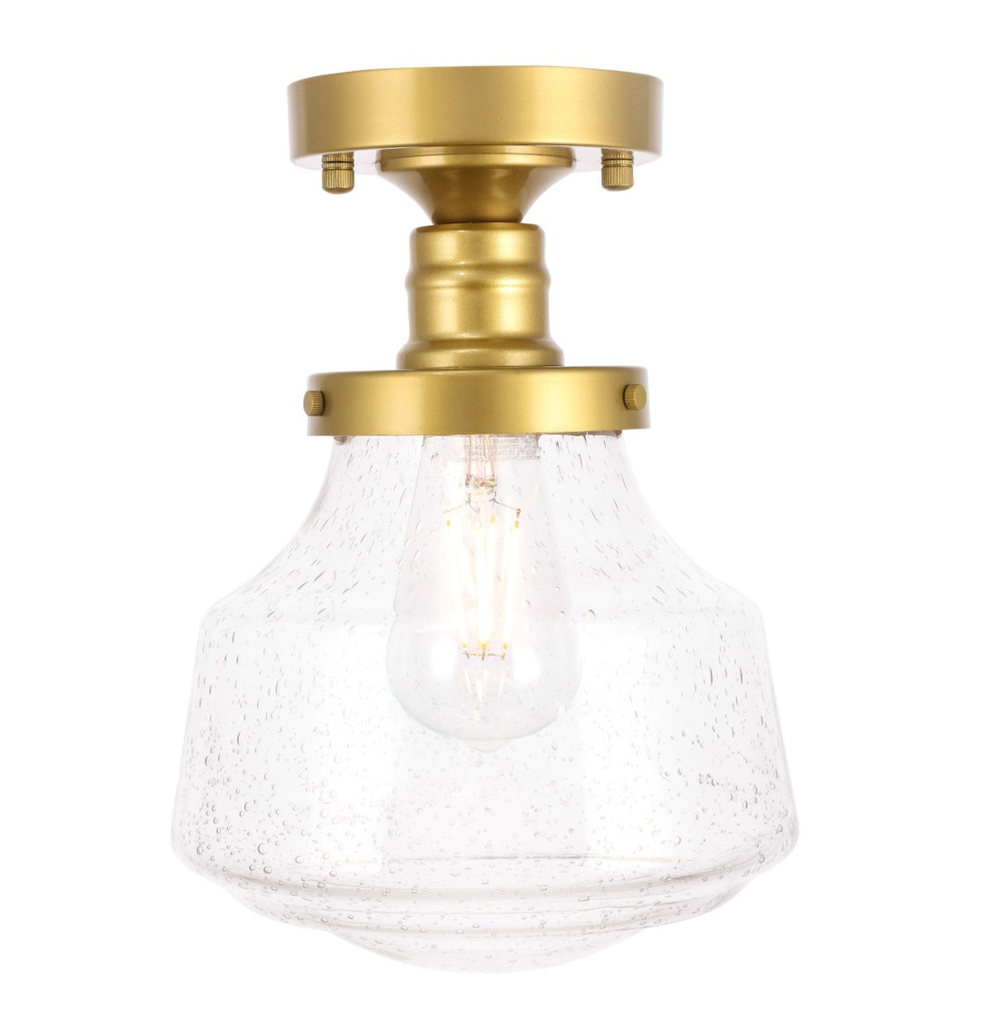 Lyle One Light Flush Mount in Brass - available from The Lighting Shoppe, trusted by Canadian homeowners