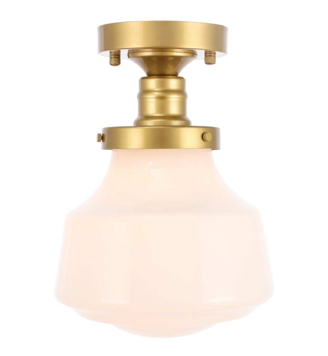 Lyle One Light Flush Mount in Brass - available from The Lighting Shoppe, trusted by Canadian homeowners
