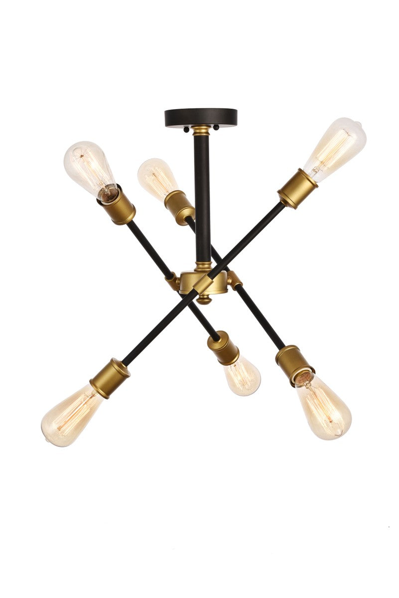 Elegant Lighting - LD8003D17BK - Six Light Flushmount - Axel - Black and Brass
