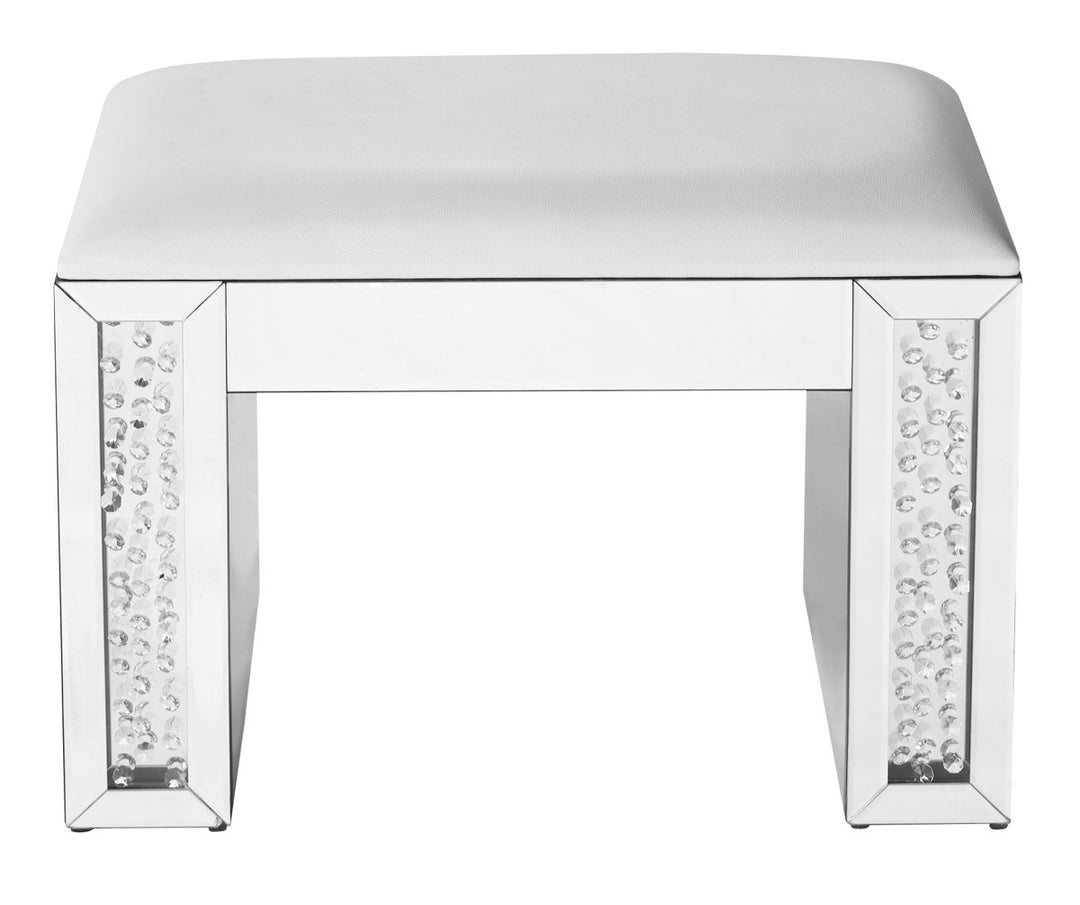 Modern Vanity Leather Stool in Clear - available from The Lighting Shoppe, trusted by Canadian homeowners