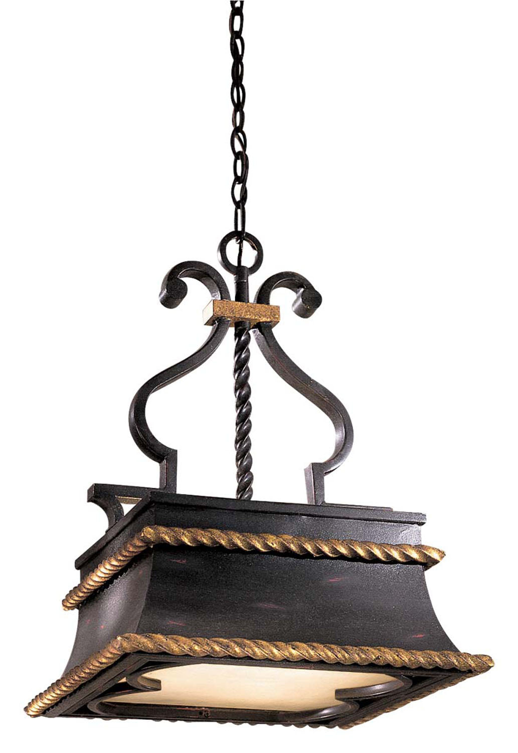 Montparnasse Three Light Pendant in French Black With Gold Leaf Highlights - available from The Lighting Shoppe, trusted by Canadian homeowners