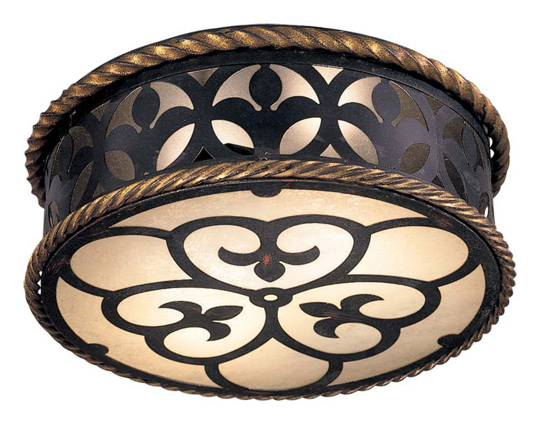 Montparnasse Two Light Flush Mount in French Black With Gold Leaf Highlights - available from The Lighting Shoppe, trusted by Canadian homeowners