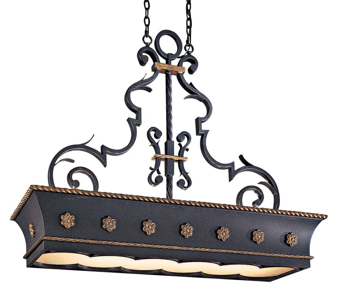 Montparnasse 12 Light Island Pendant in French Black With Gold Leaf Highlights - available from The Lighting Shoppe, trusted by Canadian homeowners