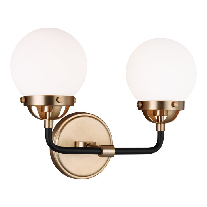 Cafe Two Light Wall / Bath in Satin Brass - available from The Lighting Shoppe, trusted by Canadian homeowners