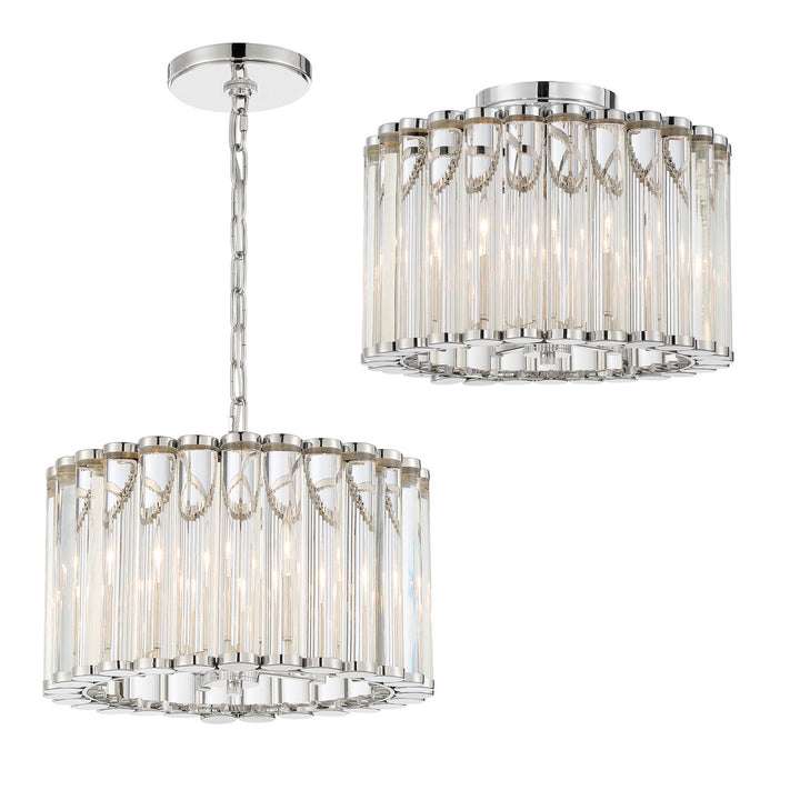 Elliot Four Light Semi Flush Mount in Polished Nickel - available from The Lighting Shoppe, trusted by Canadian homeowners