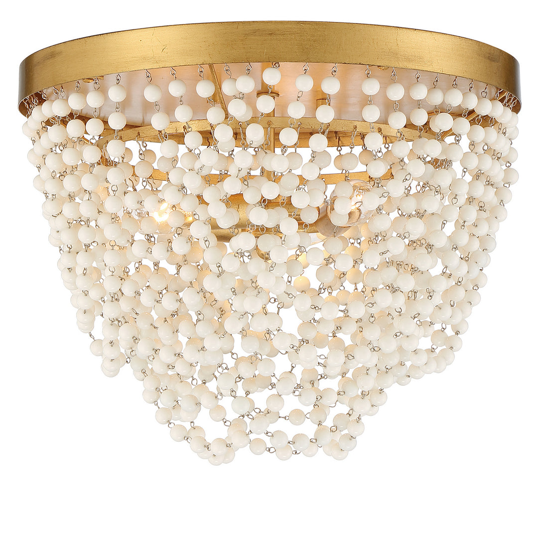 Fiona Three Light Flush Mount in Antique Gold - available from The Lighting Shoppe, trusted by Canadian homeowners