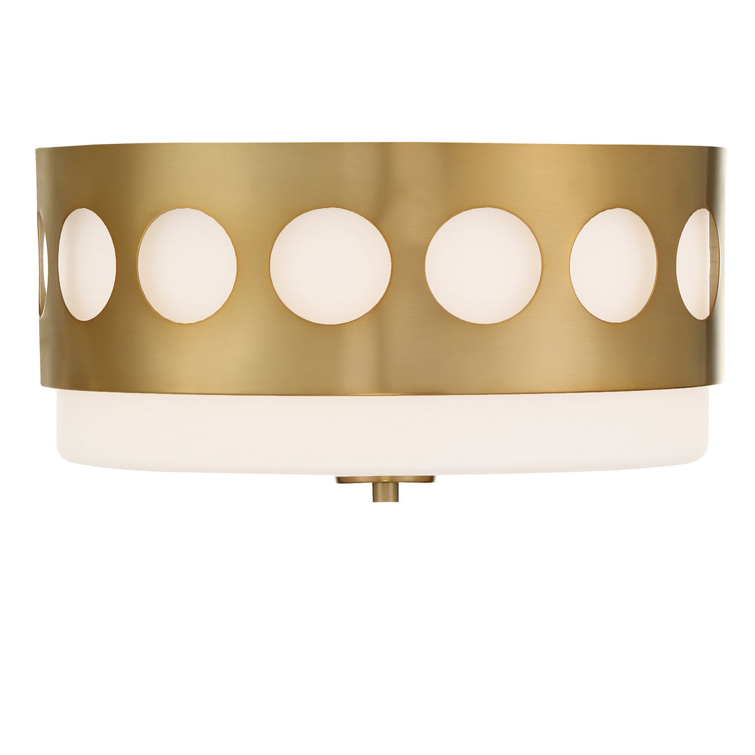 Kirby Two Light Flush Mount in Vibrant Gold - available from The Lighting Shoppe, trusted by Canadian homeowners