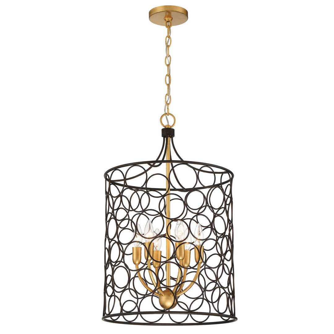 Stemmons Six Light Mini Chandelier in Bronze + Antique Gold - available from The Lighting Shoppe, trusted by Canadian homeowners