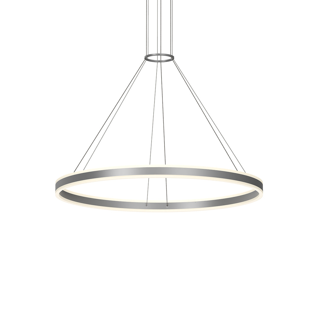 Double Corona LED Pendant in Bright Satin Aluminum - available from The Lighting Shoppe, trusted by Canadian homeowners
