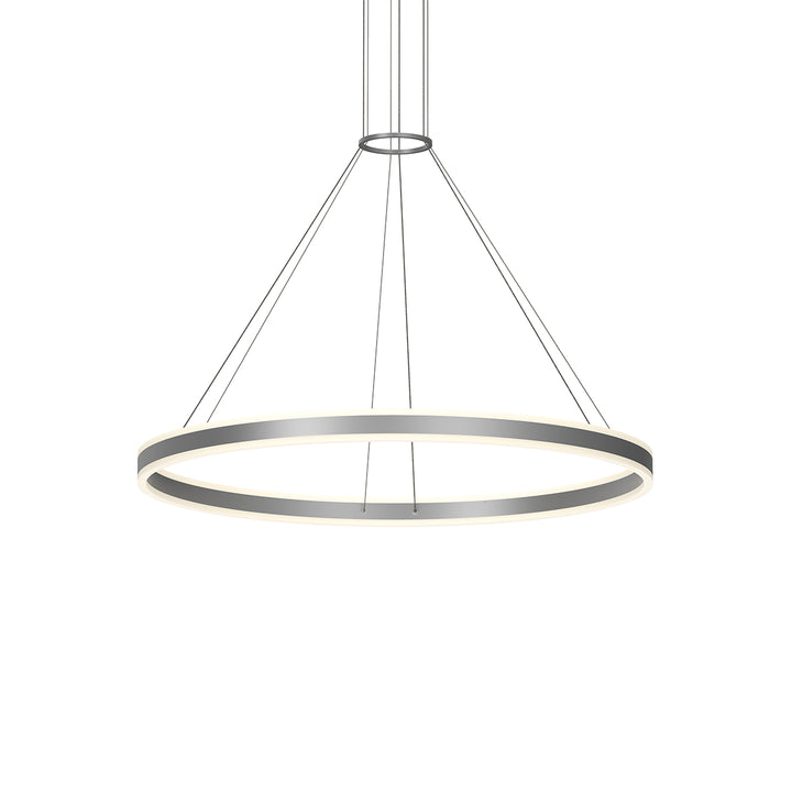Double Corona LED Pendant in Bright Satin Aluminum - available from The Lighting Shoppe, trusted by Canadian homeowners