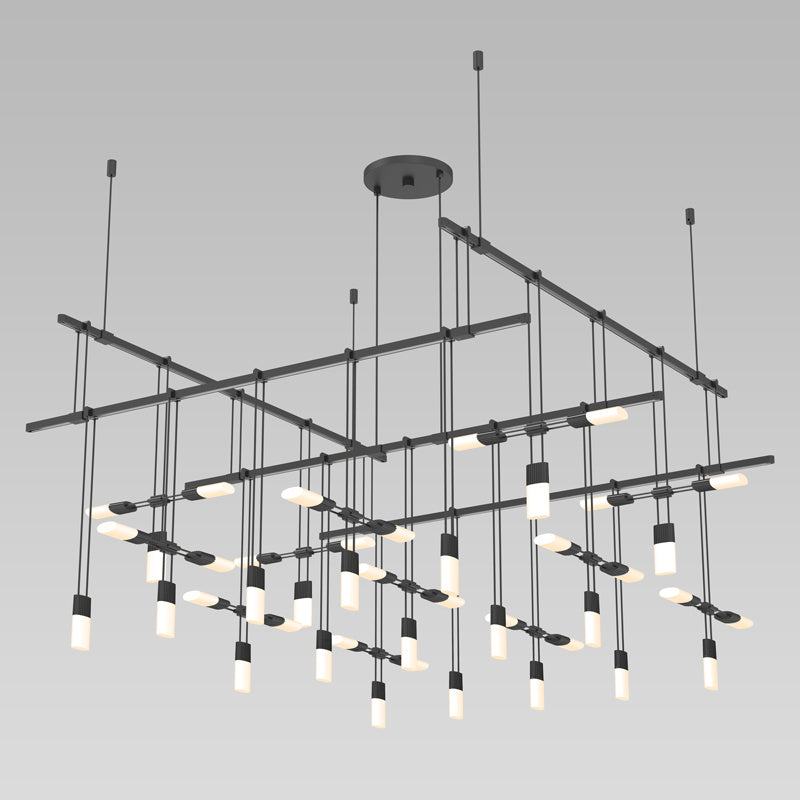 Suspenders Seven Light Pendant in Satin Black - available from The Lighting Shoppe, trusted by Canadian homeowners