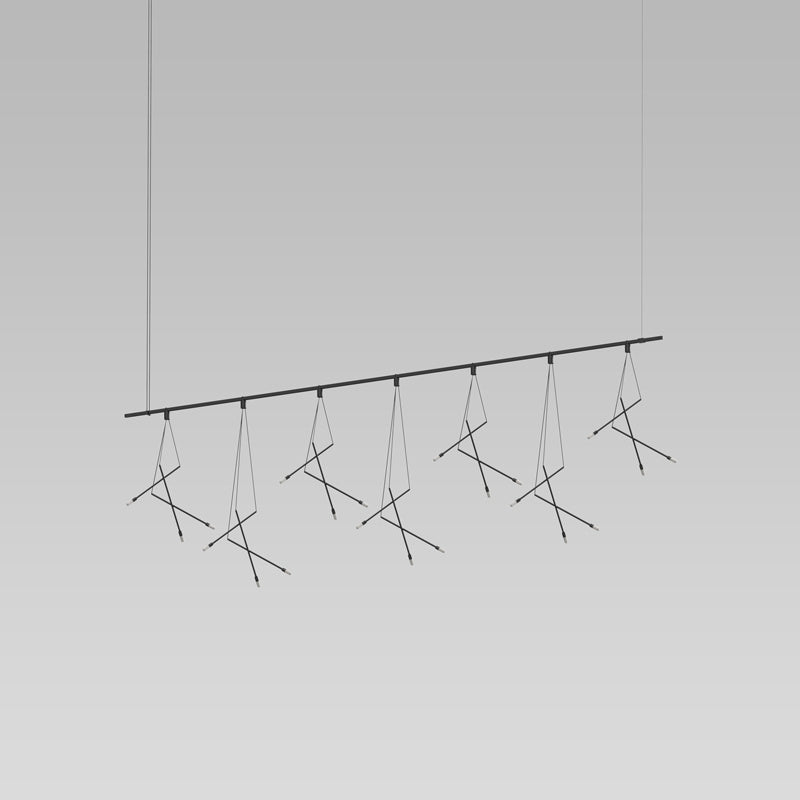 Suspenders Seven Light Pendant in Satin Black - available from The Lighting Shoppe, trusted by Canadian homeowners