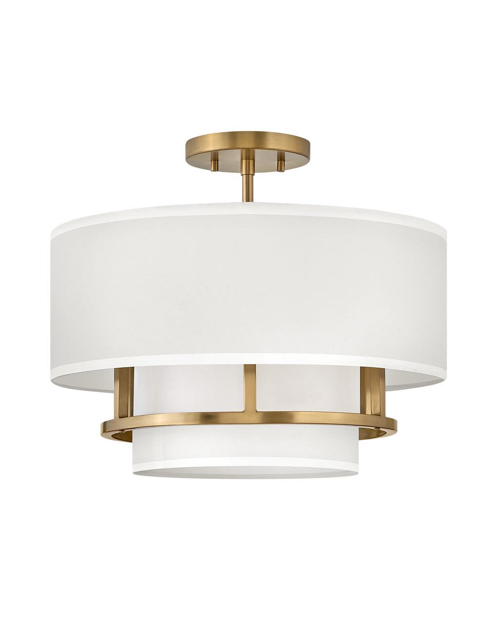 Graham LED Semi-Flush Mount in Lacquered Brass - available from The Lighting Shoppe, trusted by Canadian homeowners