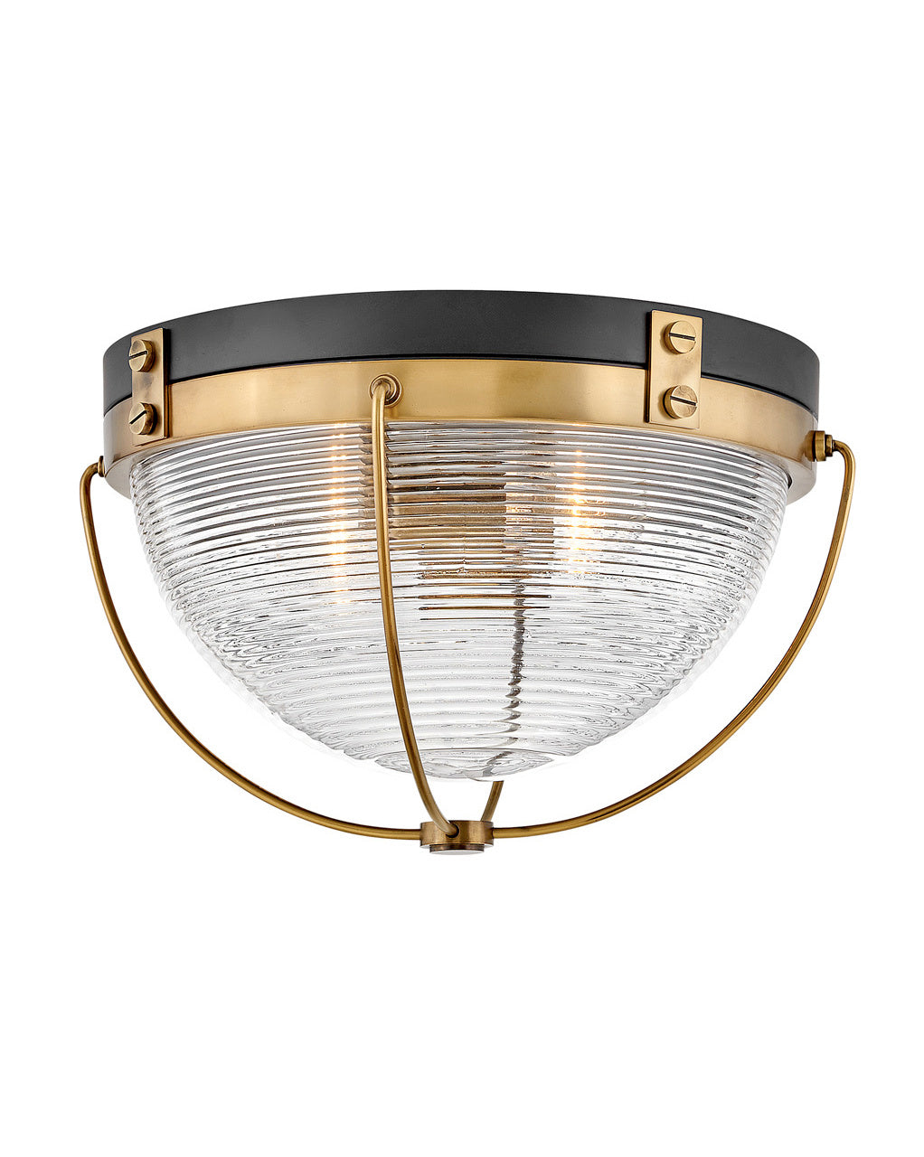 Crew LED Flush Mount in Heritage Brass - available from The Lighting Shoppe, trusted by Canadian homeowners
