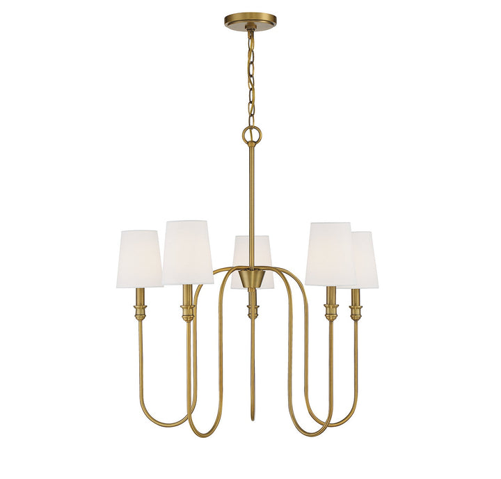 Meridian - M10077NB - Five Light Chandelier - Natural Brass