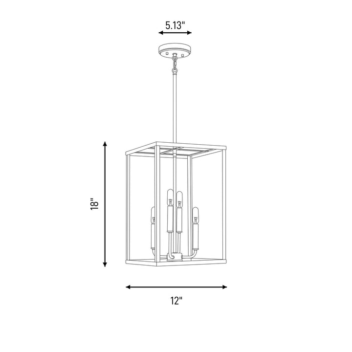 Meridian - M30008PN - Four Light Pendant - Polished Nickel