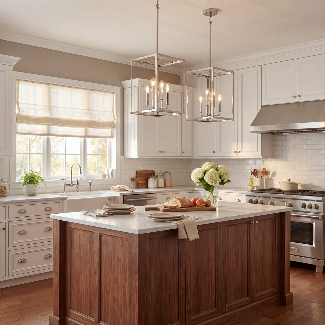 Meridian - M30008PN - Four Light Pendant - Polished Nickel