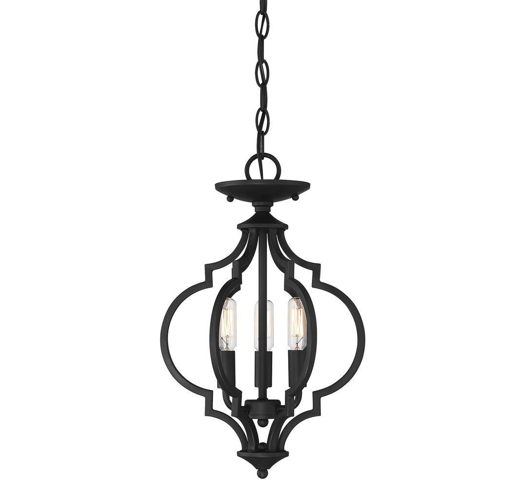 Meridian - M60055MBK - Three Light Semi-Flush Mount - Matte Black
