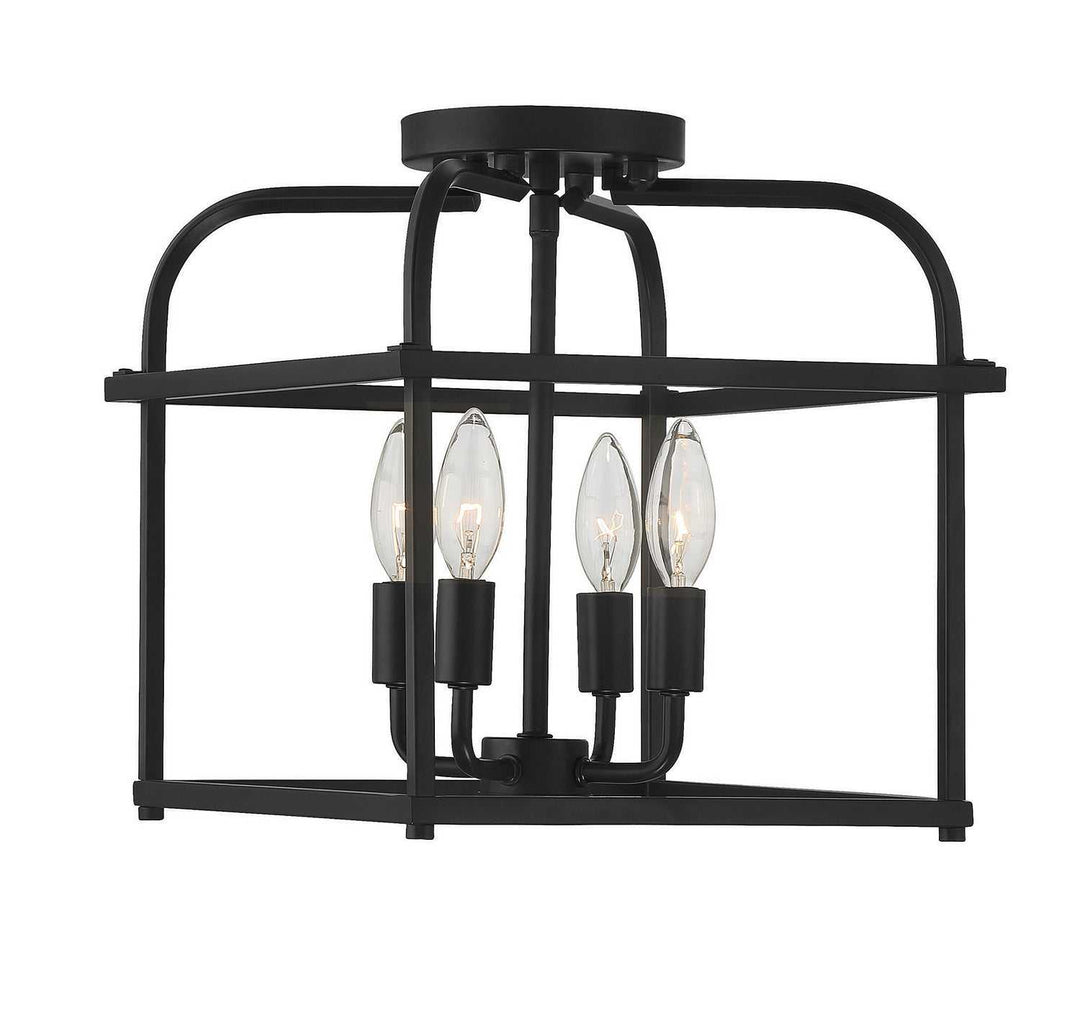 Meridian - M60061MBK - Four Light Semi-Flush Mount - Matte Black