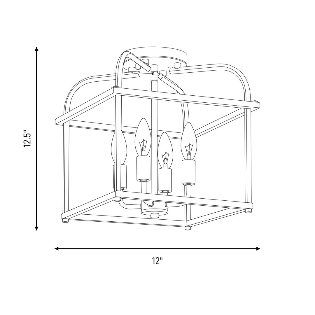 Meridian - M60061NB - Four Light Semi-Flush Mount - Natural Brass
