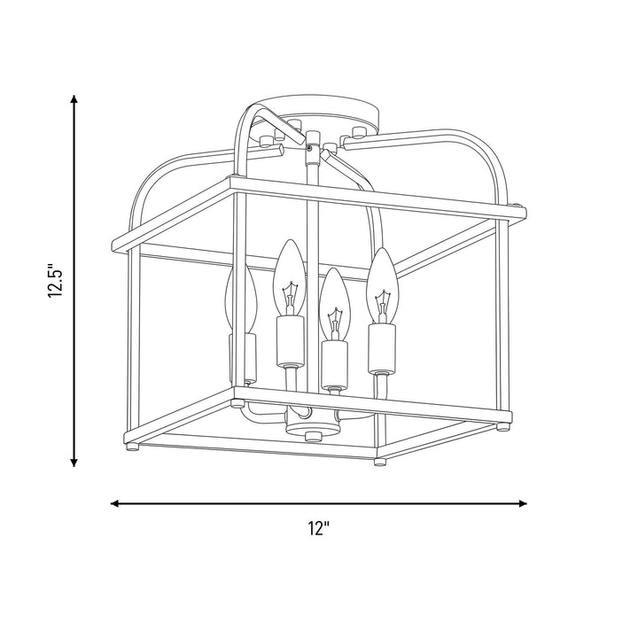 Meridian - M60061NB - Four Light Semi-Flush Mount - Natural Brass