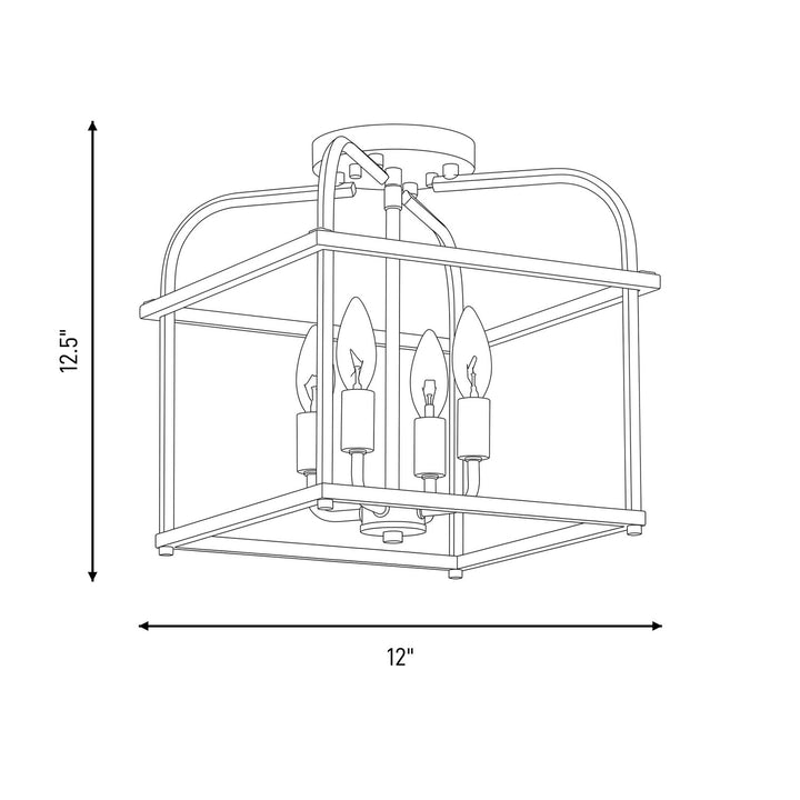 Meridian - M60061PN - Four Light Semi-Flush Mount - Polished Nickel