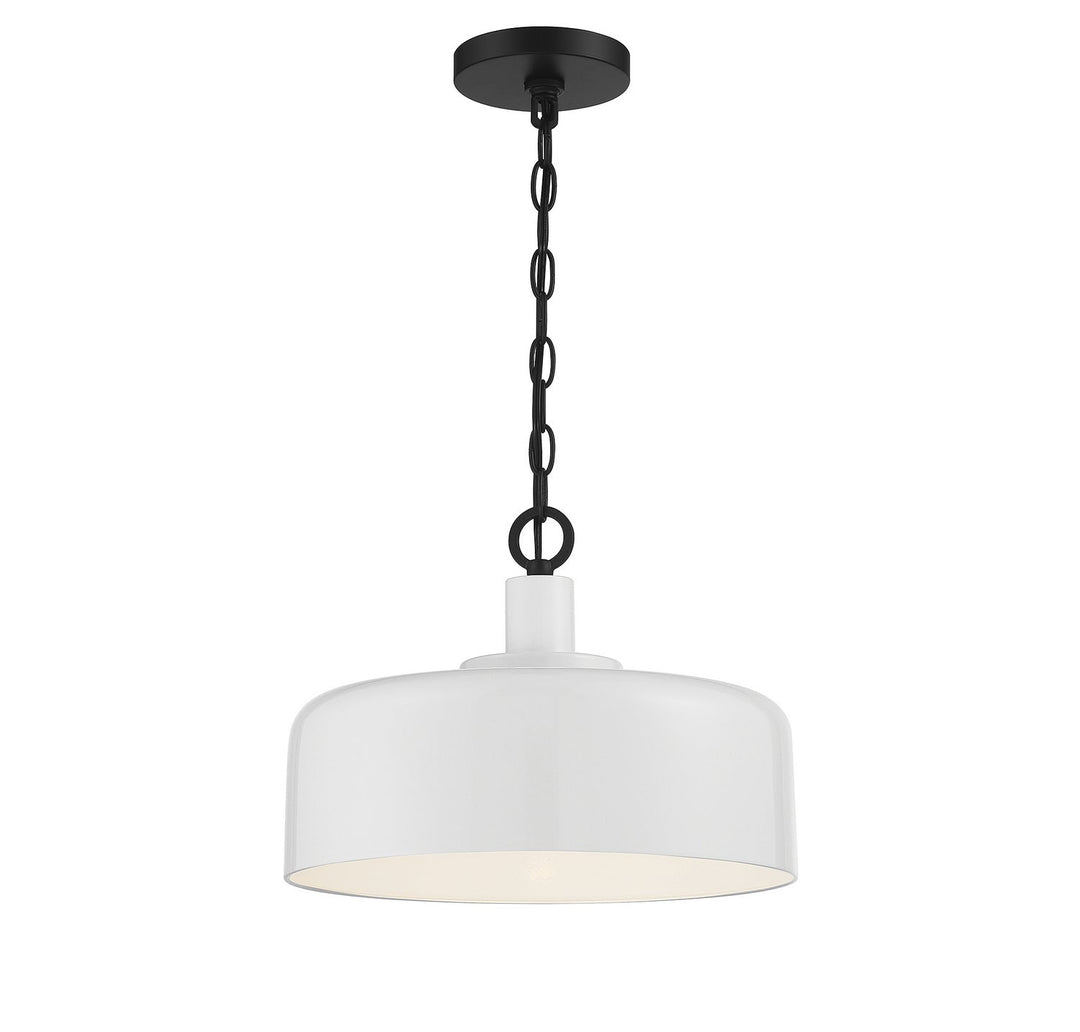 Meridian - M70103WHBK - One Light Pendant - White with Black