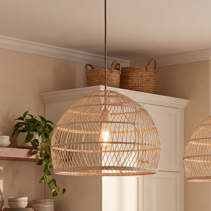 Meridian - M70106NR - One Light Pendant - Natural Rattan with a Matching Socket