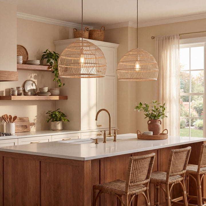 Meridian - M70106NR - One Light Pendant - Natural Rattan with a Matching Socket