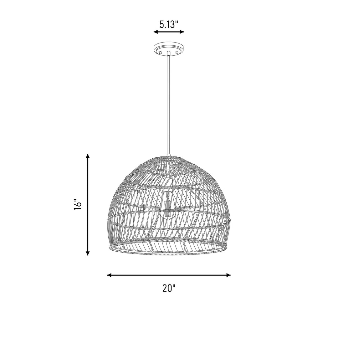 Meridian - M70106NR - One Light Pendant - Natural Rattan with a Matching Socket