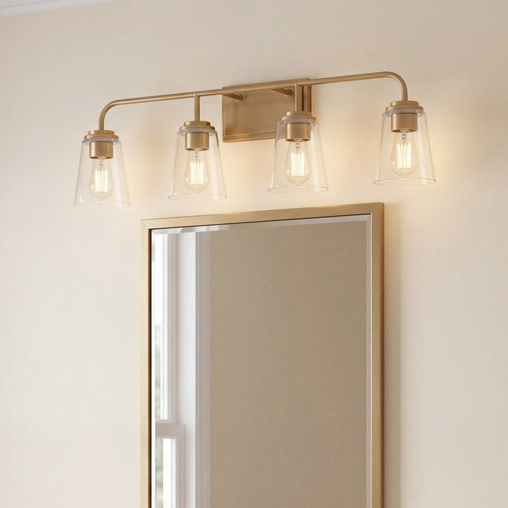Meridian - M80045NB - Four Light Bathroom Vanity - Mbath - Natural Brass