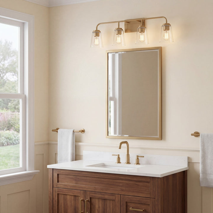 Meridian - M80045NB - Four Light Bathroom Vanity - Mbath - Natural Brass