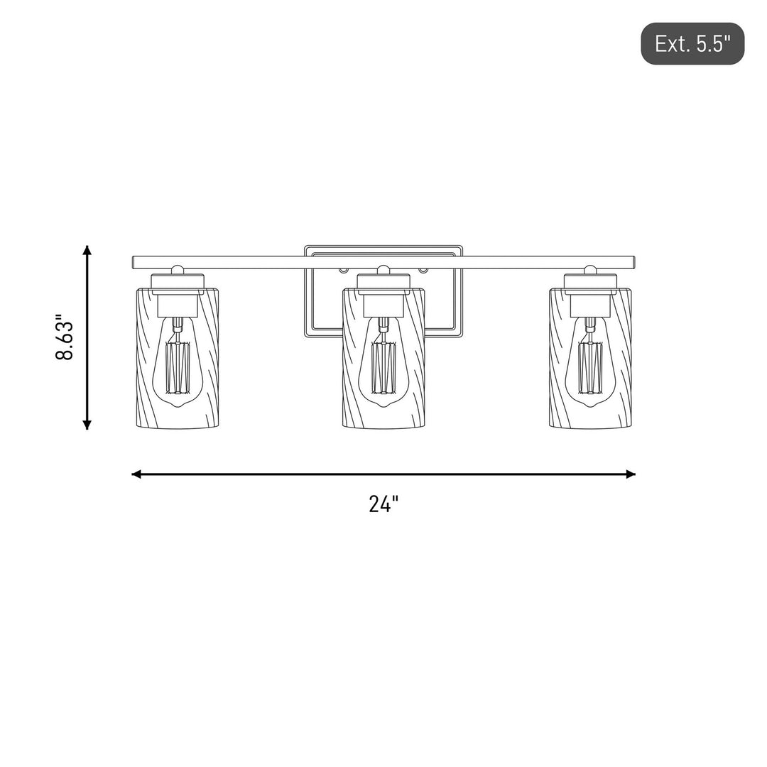 Meridian - M80038CH - Three Light Bathroom Vanity - Mbath - Chrome