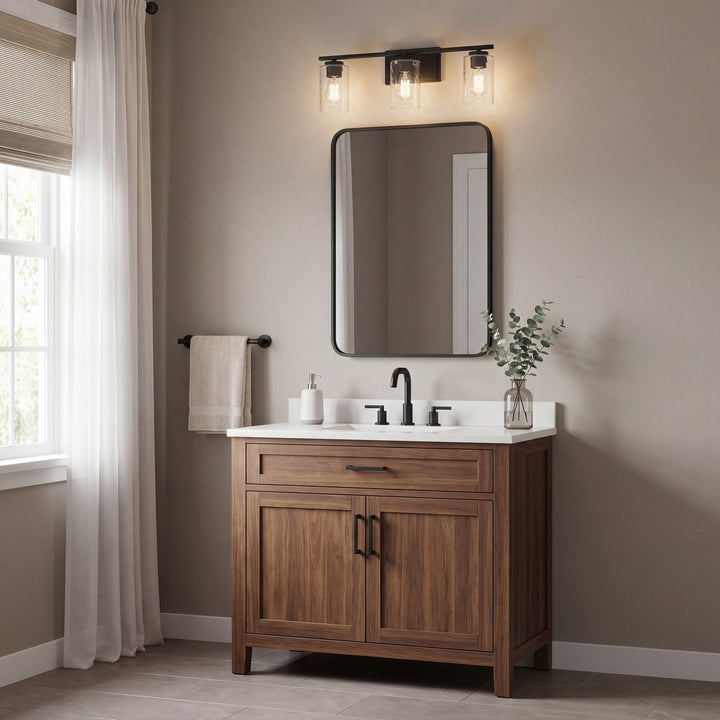 Meridian - M80038MBK - Three Light Bathroom Vanity - Mbath - Matte Black