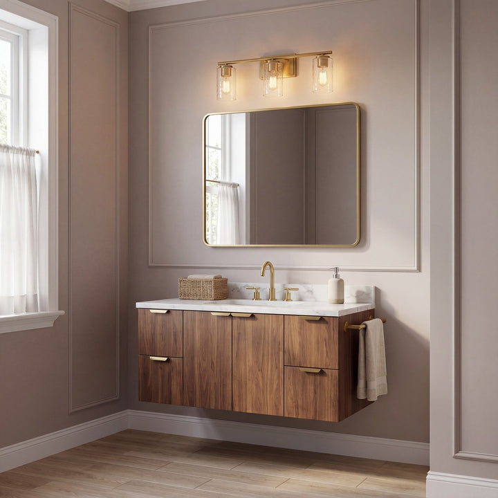 Meridian - M80038NB - Three Light Bathroom Vanity - Mbath - Natural Brass