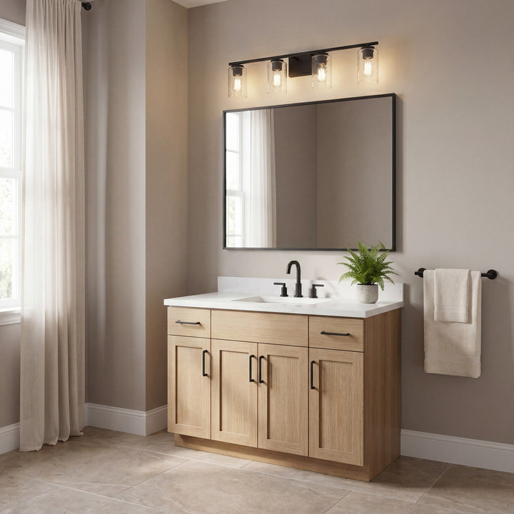 Meridian - M80039MBK - Four Light Bathroom Vanity - Mbath - Matte Black