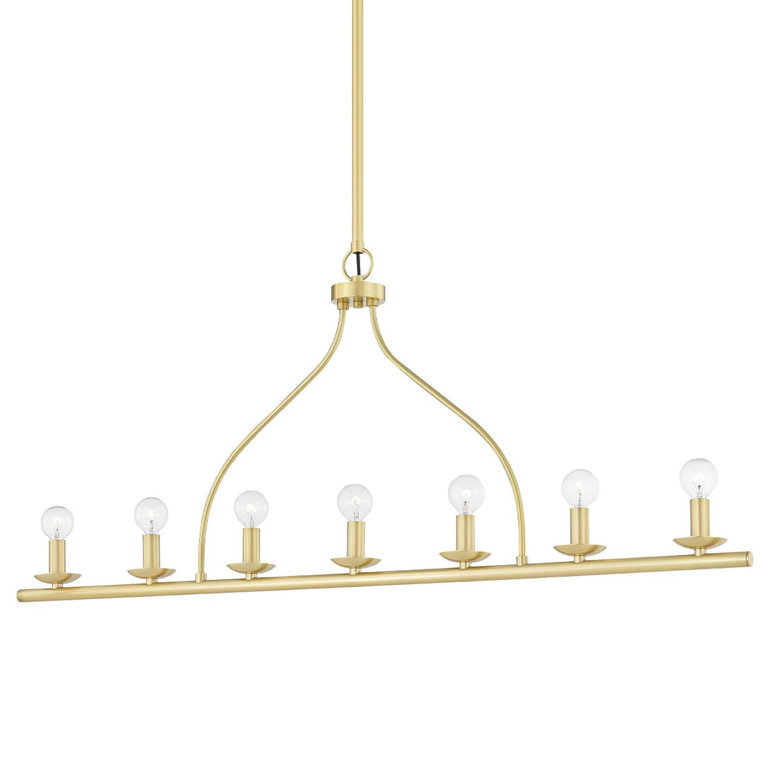 Kendra Seven Light Linear in Aged Brass - available from The Lighting Shoppe, trusted by Canadian homeowners