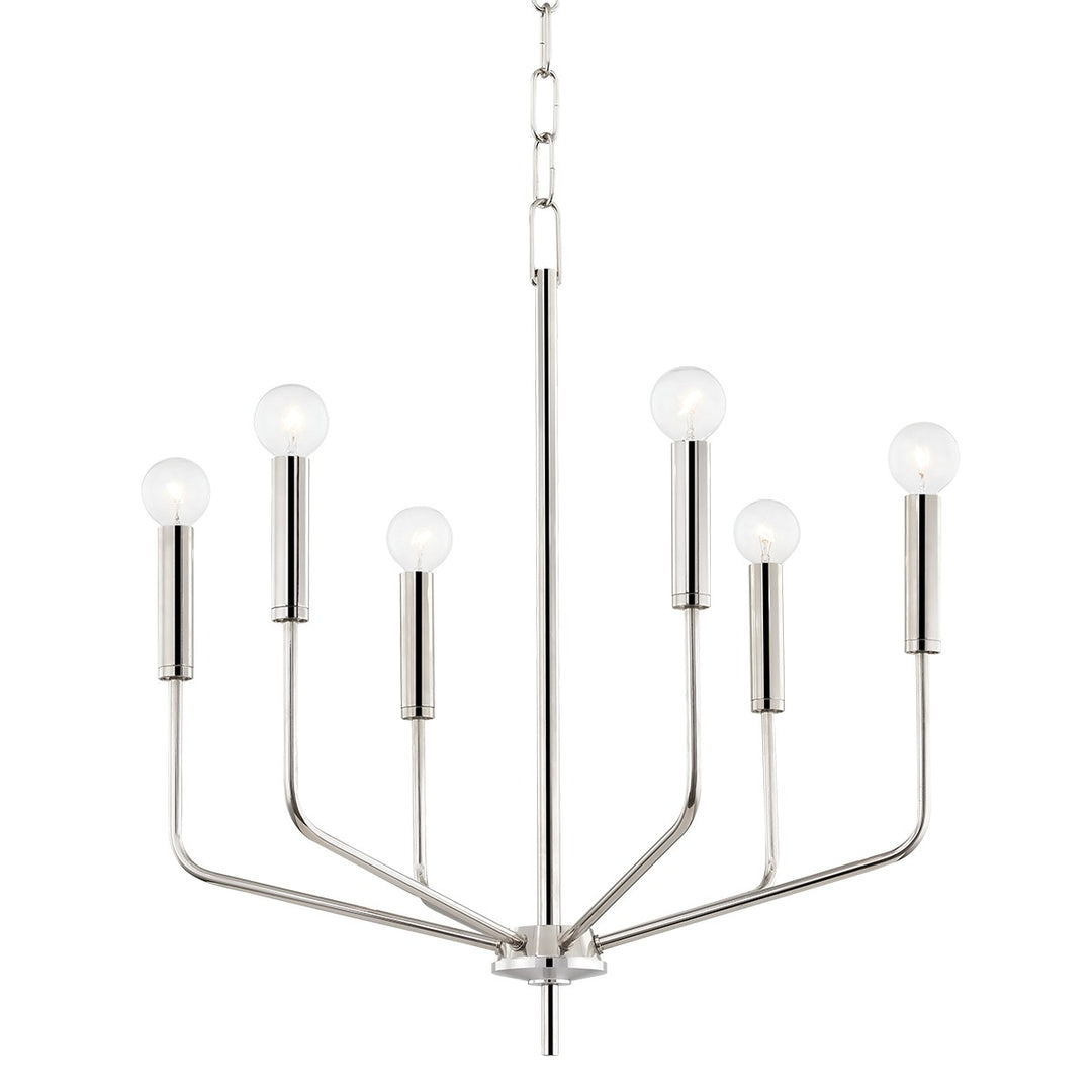 Bailey Six Light Chandelier in Polished Nickel - available from The Lighting Shoppe, trusted by Canadian homeowners