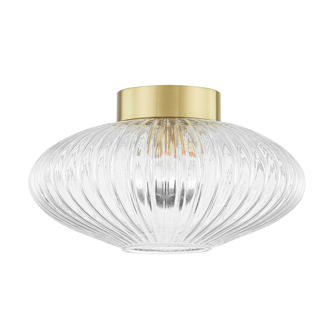 Reba One Light Flush Mount in Aged Brass - available from The Lighting Shoppe, trusted by Canadian homeowners